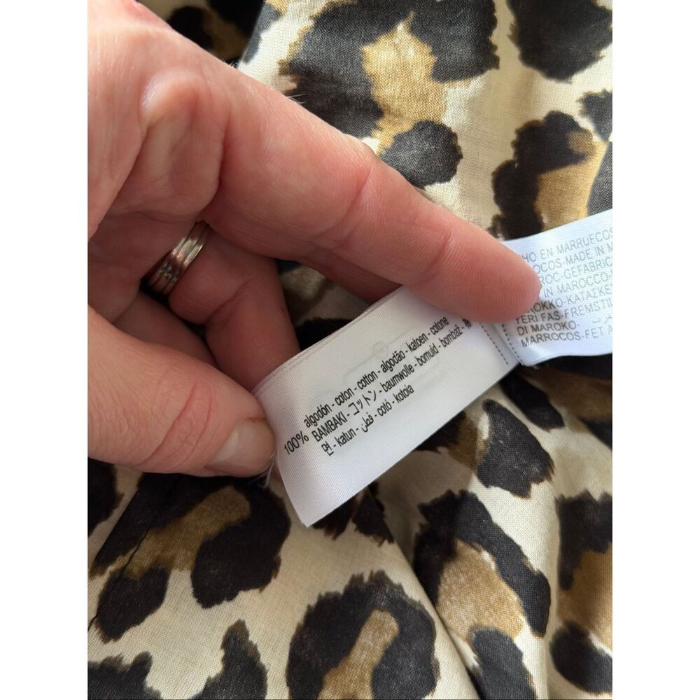 ZARA Midi Dress Leopard Print Belted Short Sleeve Large - Picture 8 of 12